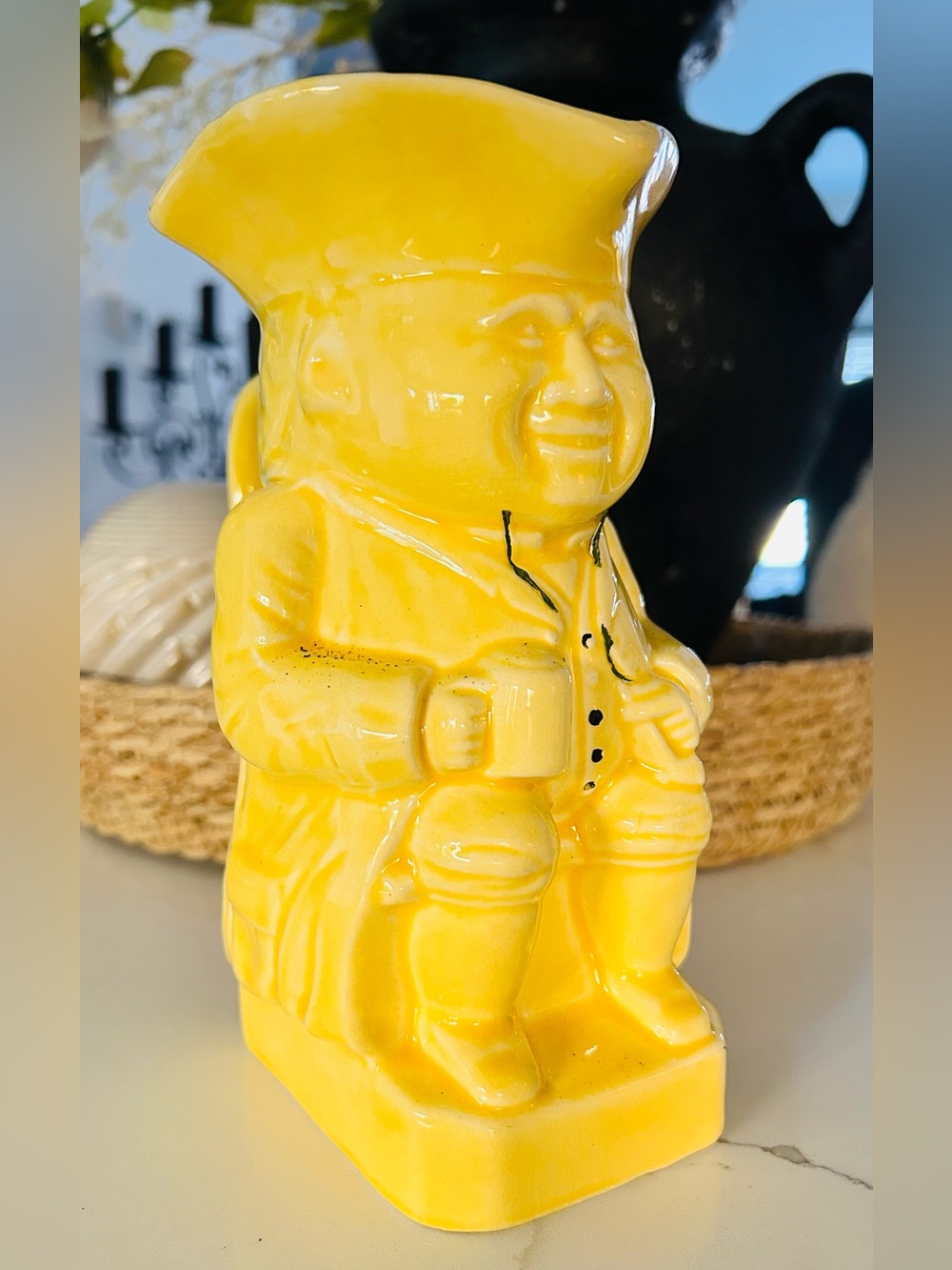 Yellow mid century Toby Jug
